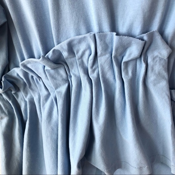 EACH X OTHER Baby Blue Asymmetrical Ruffle Tee - Picture 2 of 8